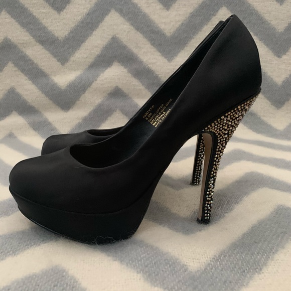 Steve Madden Black satin platform heels - Picture 3 of 8